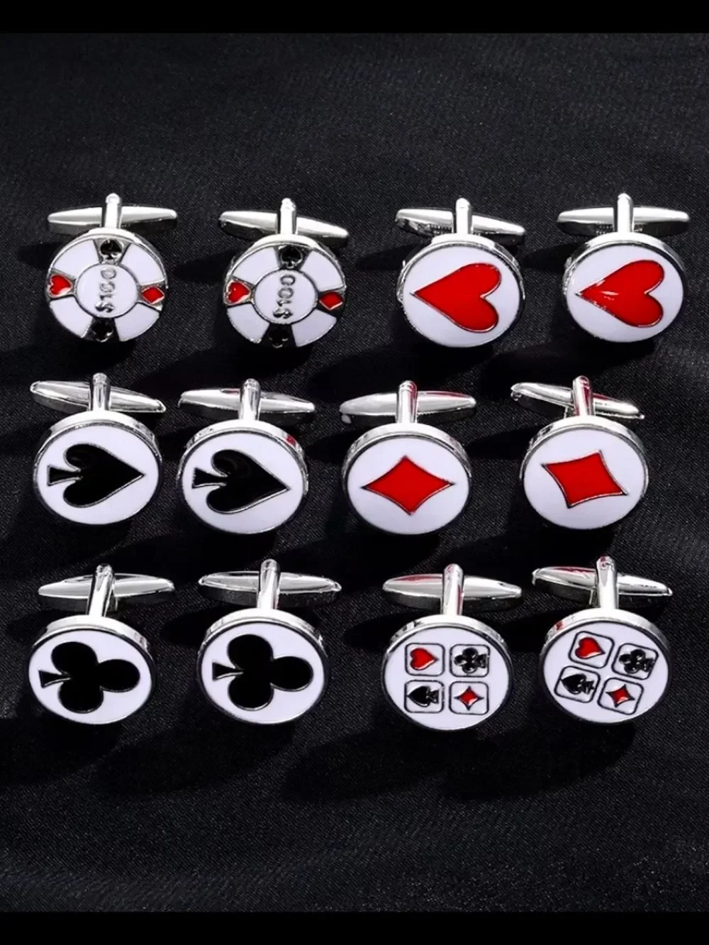 Club Suit Cufflinks Black Clover Playing Card Casino Gambling Formal Accessory